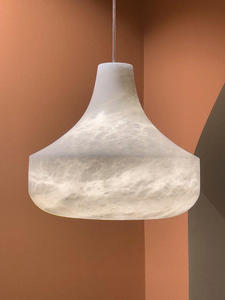 Lustre de restaurant ZELIE, design de luxe, importé d'Espagne, en albâtre, lampe de table ronde pour villa, hôtel, salon, chambre à coucher - Product Image 4
