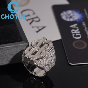 Custom Dollar Sign Lab Diamond <b>Ring</b> Solid Sterling <b>Silver</b> 925 Gold Plated <b>Cross</b> Lad Grown Diamond <b>Ring</b> Iced Out Hip Hop Jewelry - Product Image 3
