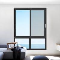 Ventana Corredera de Aluminio de Tres Vías con Malla de Seguridad, Ventana Energéticamente Eficiente y Resistente a la Intemperie para Hogares