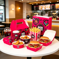 Boîte à frites en papier recyclable avec logo personnalisé, emballage pour hamburgers et poulet à emporter, pour la restauration rapide