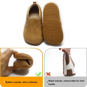 Babyhappy neue Innovation Gummissole echtes Wachssleder Aufziehbare Barfußschuhe minimalistische ergonomische Breitzehe Box-Schuhe