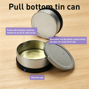 Herb <b>Pull</b> Bottom Tin Can Round Metal Storage Container Customizable Printing Moisture Proof <b>Light</b> Proof - Product Image 2