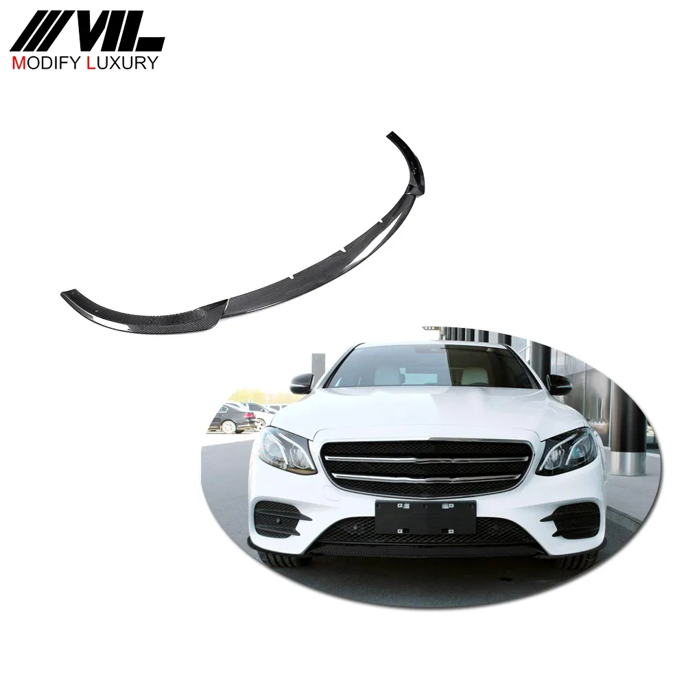 Carbon Fiber Front Bumper Lip for Mercedes Benz E Class W213 E200 E300 E43 AMG Sport Sedan 4-Door 2017-2018