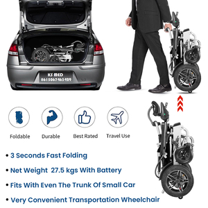 รถเข็นไฟฟ้า KSM-601 น้ำหนักเบา พับได้ แข็งแรง ทนทาน ได้รับการรับรองจากสายการบิน พร้อมมอเตอร์ในตัว ยางตัน - Product Image 4