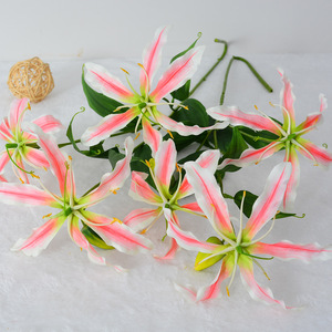 Fleur artificielle Gloriosa Lily à tige unique en plastique et soie, décoration pour la maison, accessoires de mariage - Product Image 2