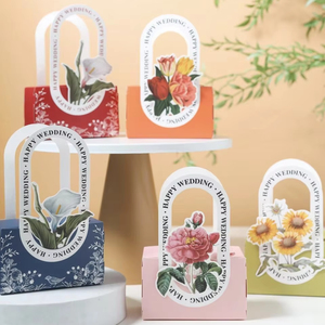 Scatola pieghevole a forma di fiore per matrimonio | Elegante supporto per cioccolato <span class=keywords><strong>e</strong></span> caramelle - Product Image 1