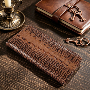 Funda de Cuero Genuino Premium con Relieve 3D, Ranuras para Tarjetas, Protección Contra Impactos y Cierre Magnético para <span class=keywords><strong>iPhone</strong></span> 18 Pro Max 17 16 15 14 13 Pro Max - Product Image 1