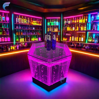 Barra de Bar Moderna en Forma de L de Acrílico con Luces LED Multifuncional para Sala de Estar, Hotel o Centro Comercial