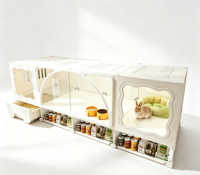 Grande cage d'intérieur de luxe moderne en fer de style villa pour animaux de compagnie avec fenêtre transparente pour lapins et chiens, toutes saisons