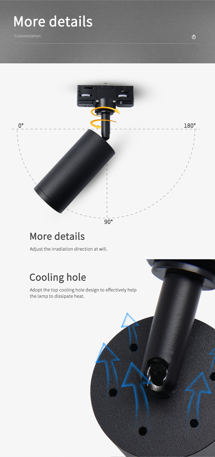 Custom Surface Mounted Spotlight Adjustable GU10 Track Light