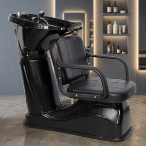Fauteuil de lavage moderne en similicuir avec fonctions de massage pour salon de coiffure, institut de beauté et salle de sport - Product Image 1