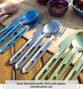 <span class=keywords><strong>Set</strong></span> Personalizzato di Cucchiaio, Forchetta e Coltello in Titanio Puro per Bambini, Stoviglie Ultraleggere da Campeggio, Produttore all'Ingrosso OEM ODM - Product Image 3