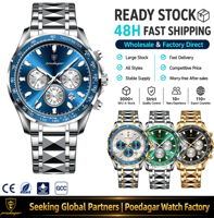 Montres pour hommes Poedagar 815 de luxe, sport, tachymètre, chronographe, lumineuses, en acier inoxydable, quartz, en stock, Reloj