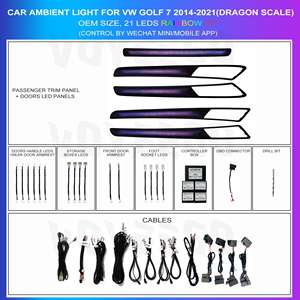 MCX Car Ambient Light Prix d'usine Symphony <span class=keywords><strong>LED</strong></span> Éclairage d'ambiance intérieur de voiture pour V W <span class=keywords><strong>Golf</strong></span> <span class=keywords><strong>7</strong></span> 2014-2021 Dragon Scale Style - Product Image 2