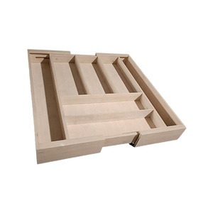 Organisateur de <span class=keywords><strong>tiroir</strong></span> extensible à 7 compartiments pour cuisine et salon, en bambou/bois, pour couverts et outils, finition blanchie à la chaux - Product Image 2