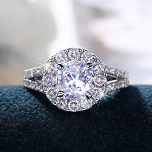 Anello con diamante F919 in oro bianco, taglio rotondo brillante naturale, colore G, gioielli da donna per fidanzamento - Product Image 2