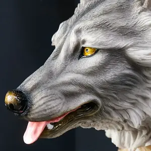 Stock américain! Ornement en résine <span class=keywords><strong>de</strong></span> <span class=keywords><strong>tête</strong></span> <span class=keywords><strong>de</strong></span> <span class=keywords><strong>loup</strong></span> sur base <span class=keywords><strong>de</strong></span> style racine-idéal pour les fans <span class=keywords><strong>de</strong></span> statues d'animaux et les décorateurs d'intérieur - Product Image 4