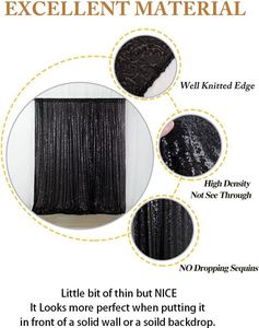 Cortinas de Terciopelo Elástico de Lujo Clásicas Personalizadas para Bodas, 5x12 pies, Color Negro, Entrega Rápida - Product Image 3