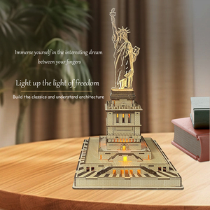 <span class=keywords><strong>Statue</strong></span> de la Liberté, modèle d'architecture célèbre dans le monde entier, conçue par le fabricant OEM, jouet éducatif lumineux à LED, <span class=keywords><strong>puzzle</strong></span> en bois <span class=keywords><strong>3D</strong></span> écologique - Product Image 3
