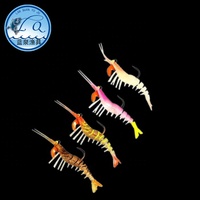3.5g 7.1g 9.5g Nouveau leurre appât poisson et insecte appât souple crevettes souples avec crochet nager gel de silice Simulation appât pour crevettes LQSL1331