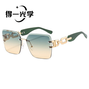 Frameless Metal Chain <b>Sunglasses</b> UV400 Women Outdoor - Product Image 1