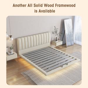 Base de matelas OEM avec base de lit de sommeil léger plate-forme en bois rembourrage en tissu leathaire tête de lit cadres de lit rembourrés en bois - Product Image 5