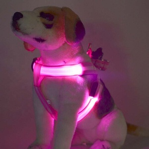 充電式プル反射LED犬用ハーネス子犬用小型中型犬ナイトウォーキングナイロンハーネスレースライト犬用ハーネス - Product Image 1