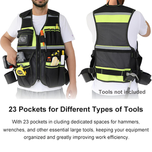 Gilet Portautensili per Uomo con Cinghia Regolabile, Gilet Riflettente di Sicurezza per Elettricisti, Falegnami, Operai Edili - Product Image 2