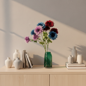 ดอกชบาเจอร์เบอร์ราประดิษฐ์ 3 หัว สำหรับตกแต่งบ้าน งานแต่งงาน จัดดอกไม้กลางโต๊ะ ถ่ายภาพประกอบฉาก ขายส่งดอกไม้ - Product Image 5