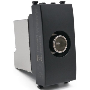 Conector Coaxial para TV SAT, Negro, Compatible con Vimar Ark - Product Image 1