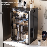 Support de rangement pliable carré en plastique anti-poussière avec plateau d'égouttage pour tasses à café et gobelets – Organisateur de tasses à boisson