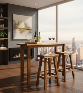 Chaise de bar en bois de suar courbé, fabriquée à la main, avec confort ergonomique, solidité accrue et grain naturel riche, idéale pour les bars élégants. - Product Image 1