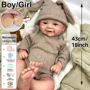 Muñeca Bebé Reborn Sonriente <span class=keywords><strong>de</strong></span> <span class=keywords><strong>Silicona</strong></span> <span class=keywords><strong>de</strong></span> 18" <span class=keywords><strong>con</strong></span> Boca Abierta, Lindo Juguete <span class=keywords><strong>de</strong></span> Simulación <span class=keywords><strong>con</strong></span> <span class=keywords><strong>Ojos</strong></span> <span class=keywords><strong>Abiertos</strong></span>, Regalo para Niños - Product Image 4