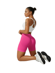 Shorts Deportivos Lululemon de Cintura Alta Sin Costuras para Mujer, Color Rosa, Ajuste Deportivo, Tela con Memoria, Spandex, Poliéster, Cintura Elástica - Product Image 1