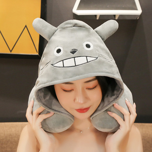 <strong>Super</strong> Soft Pink Pnicorn Cartoon U-Shaped Travel Pillow Custom Plush Hooded Kids Neck Pillow with PP Cotton Filling - Product Image 5