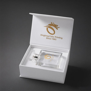 Boîte cadeau magnétique en carton rigide écologique avec logo personnalisé, flacon de parfum blanc de 30 ml, 50 ml, 100 ml - Product Image 1