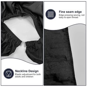 ผ้าคลุมตัดผมสีดำกันน้ำ ทำจากโพลีเอสเตอร์ สำหรับช่างตัดผม ปรับขนาดได้ด้วยยางยืด เหมาะสำหรับผู้ชายและผู้หญิง - Product Image 3