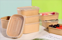 Boîte en papier kraft rectangulaire biodégradable et recyclable, écologique, avec couvercle anti-buée, personnalisable, pour plats à emporter, sucre