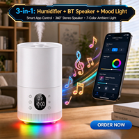 Humidificateur ultrasonique intelligent 3-en-1 avec haut-parleur Bluetooth et lumière RGB, diffuseur d'arômes 4L contrôlé par l'application Tuya pour la maison