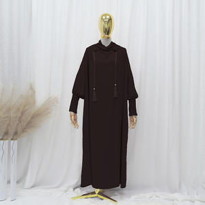 Dames Hoge Kwaliteit Islamitische Voor Jilbab Jurk Hijab Hoodie Vintage Mouw Effen Kleur Goede Kwaliteit Moslim Abaya Groothandel - Product Image 6