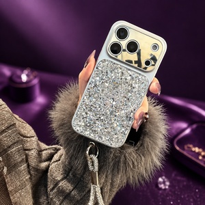 เคสโทรศัพท์หรูหรา PC ประดับกลิตเตอร์กันกระแทกพร้อมสายคล้องสำหรับ iPhone - Product Image 2