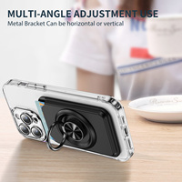 Support pliable rotatif à 360 degrés, anneau de maintien pour téléphone avec support de carte PC effet toucher doux, porte-cartes magnétique puissant N52, étui pour cartes de crédit et d'identité