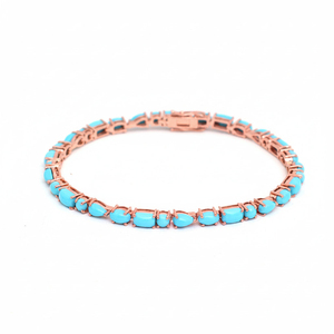 Pulsera de tenis Gemnel para mujer, con gemas <span class=keywords><strong>Danta</strong></span>, oro de 18K, turquesa, forma rectangular y de pera, engaste de garra, joyería de lujo clásica y de moda - Product Image 4