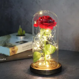 Künstliche ewige Rose LED-Licht Schönheit Das Biest Glas Weihnachts feier liefert für Mutter Valentinstag Neujahrs geschenk