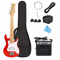NEW 30 Inch Kid Guitar Kit Size 3/4 Electric Guitar Maple Neck Body Glossy Finish Accessories Including 5 Watt Amplifier OEM