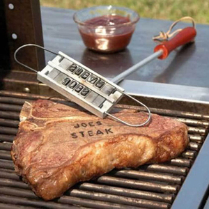 BBQ <span class=keywords><strong>Barbecue</strong></span> Fer à marquer en métal personnalisé avec 55 X lettres et 8 espaces Signature Nom Marquage Timbre Outil pour Viande Steak Burger - Product Image 6