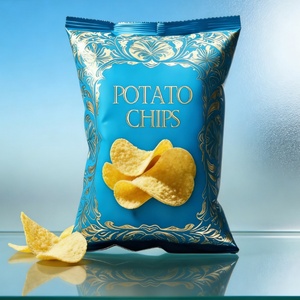 Sachet d'emballage personnalisé en aluminium et plastique pour snacks, chips, pop-corn, fruits secs, avec fermeture arrière, type oreiller - Product Image 2