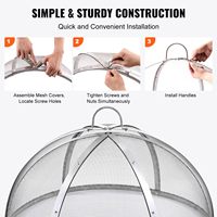 Grille anti-étincelles moderne en acier inoxydable robuste pour foyer, avec outil de levage, pour la sécurité des feux dans les foyers, patios et jardins.