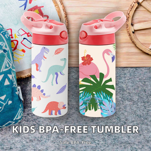 USA Warehouse BPA-free Non-toxic 12oz Stainless Steel Modern Vacuum Kids Sublimation Tumbler with Straw <b>for</b> Travel Heat Transfer - Product Image 2