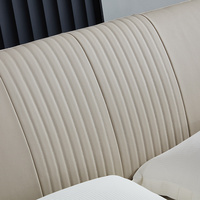 Lit plateforme moderne de luxe avec cadre en bois massif et revêtement en cuir, lit élégant pour chambre à coucher, taille king-size